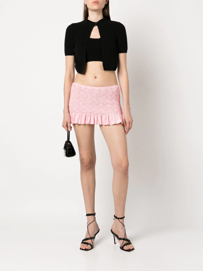 Alexander Wang Ruffled Stretch-seersucker Mini Skirt In Pink