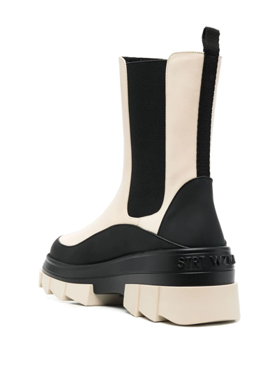 Shop Stuart Weitzman Two-tone Panel Biker Boots In Neutrals