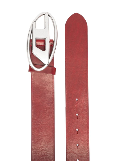 Shop Diesel 1dr Logo-buckle Leather Belt In T4032 Red