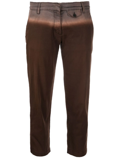 Pre-owned Prada 2000s Gradient-effect Cropped Trousers In Brown