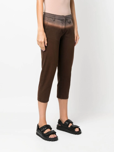 Pre-owned Prada 2000s Gradient-effect Cropped Trousers In Brown