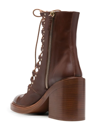 Shop Chloé Ankle Lace-up Fastening Boots In Brown