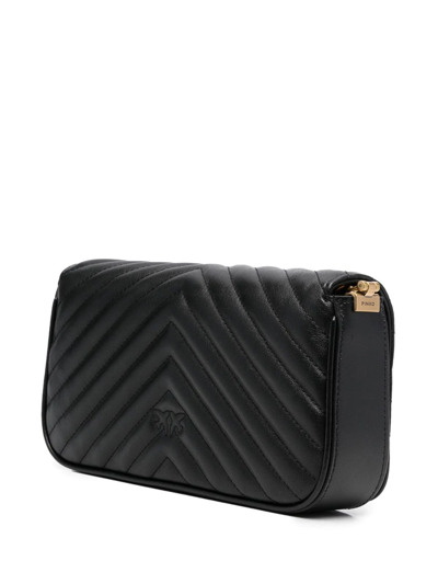 Shop Pinko Love Puff Quilted Crossbody Bag In Black