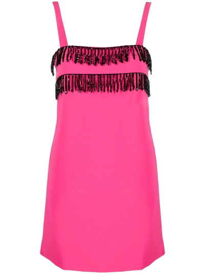Shop Pinko Beaded Trim Shift Mini Dress In Pink