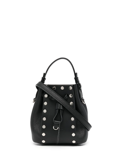 Shop Furla Miastella Studded Leather Bucket Bag In Black