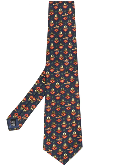 Pre-owned Ferragamo 1990s Graphic-print Silk Tie In Blue