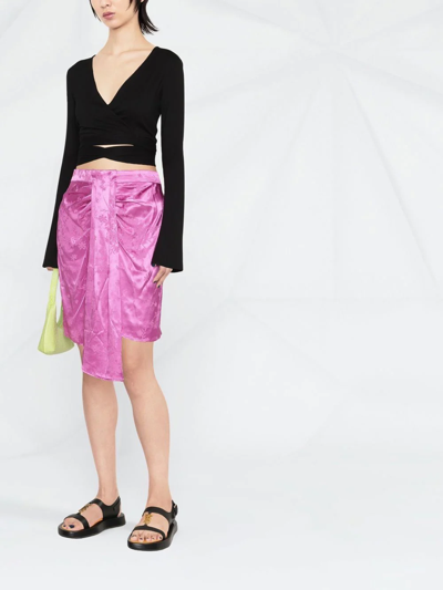 Shop Sabina Musayev Orca Draped Ruched Skirt In Pink