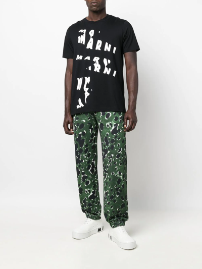 Shop Marni Abstract Logo-print T-shirt In Black