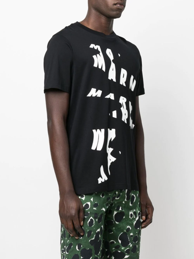 Shop Marni Abstract Logo-print T-shirt In Black