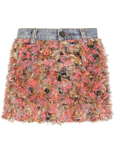 Dolce & Gabbana Textured Finish Jacquard Miniskirt In Pink
