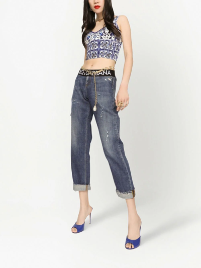 Dolce & Gabbana High-rise Slim-fit Cropped Jeans In Blue