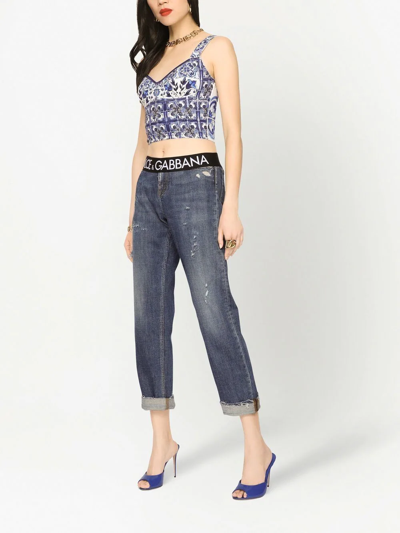 Dolce & Gabbana High-rise Slim-fit Cropped Jeans In Blue