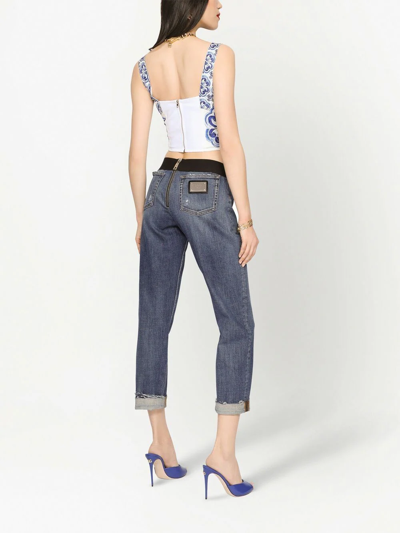 Dolce & Gabbana High-rise Slim-fit Cropped Jeans In Blue