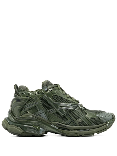 Shop Balenciaga Runner Panelled Low-top Sneakers In Green
