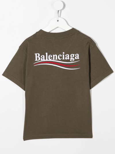 Shop Balenciaga Political Campaign Cotton T-shirt In Green