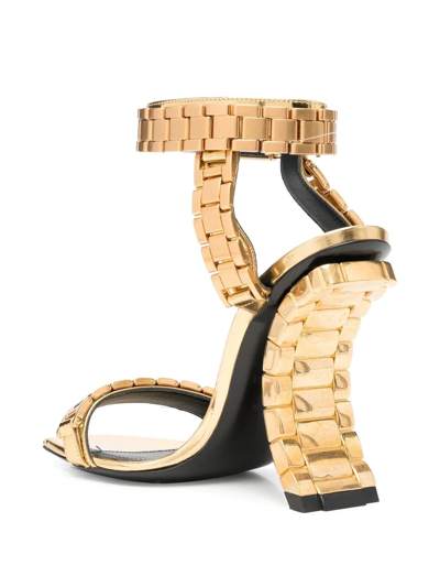 Jurassic Park reparere korrelat Balmain Ultima Leather Ankle-strap Sandals In Gold | ModeSens