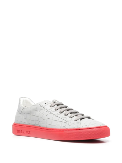 Hide & Jack Embossed-effect Low-top Sneakers In Grey