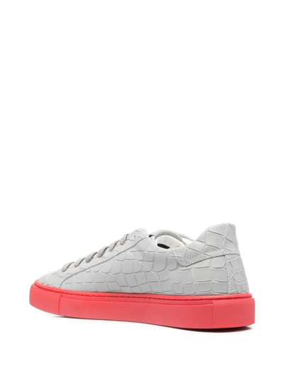 Hide & Jack Embossed-effect Low-top Sneakers In Grey
