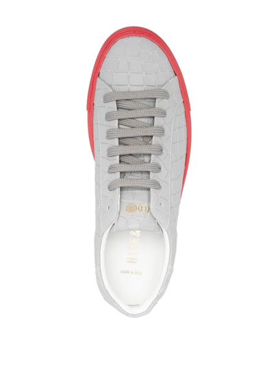 Hide & Jack Embossed-effect Low-top Sneakers In Grey
