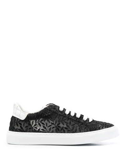 Shop Hide & Jack Floral-embroidery Low-top Sneakers In Black