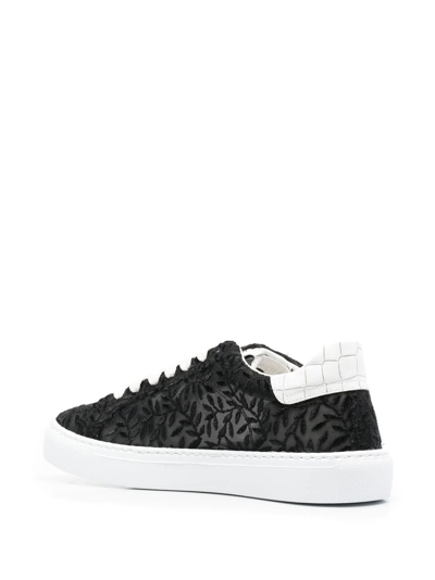 Shop Hide & Jack Floral-embroidery Low-top Sneakers In Black