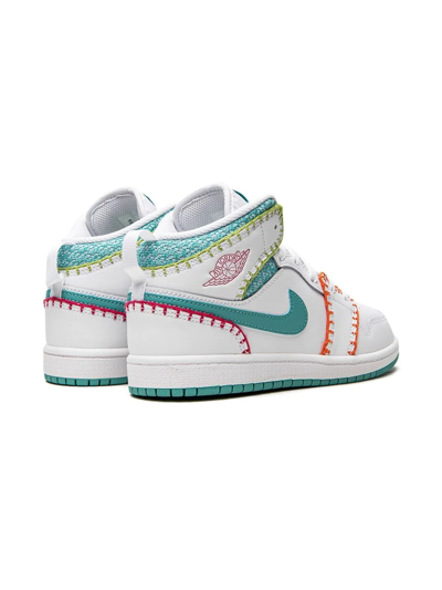 Shop Jordan 1 Mid Se Sneakers "multi Knit" In White