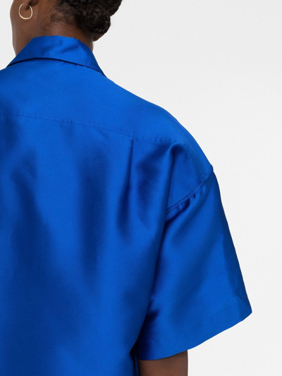 Shop Sandro Satin-finish Detail Shirt In Blue