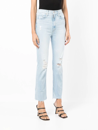 Shop Mother Straight-leg Cut-out Jeans In Blue