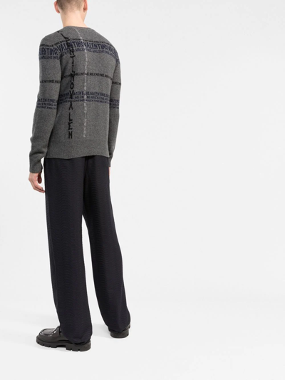 Shop Valentino Intarsia-knit Logo Cashmere Jumper In Grey