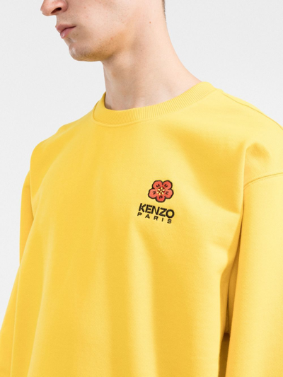 Shop Kenzo Boke Flower-embroidered Cotton Sweatshirt In Yellow