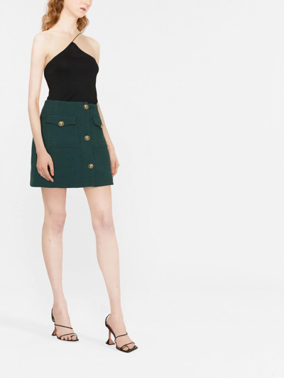Shop Alessandra Rich Buttoned A-line Miniskirt In Green