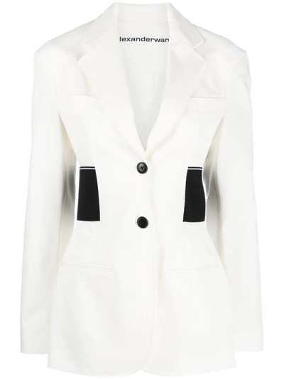 Shop Alexander Wang Logo-waistband Tailored Blazer In White