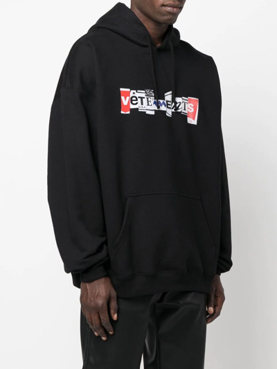 Shop Vetements Logo-print Oversized Hoodie In Black