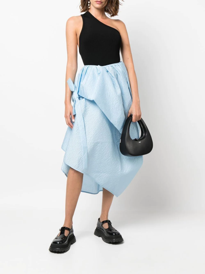 Shop Cecilie Bahnsen Maya Tiered Midi-skirt In Blue