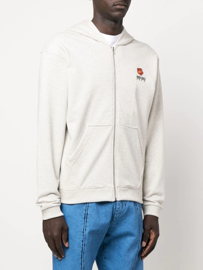 Shop Kenzo Embroidered-logo Detail Hoodie In Grey