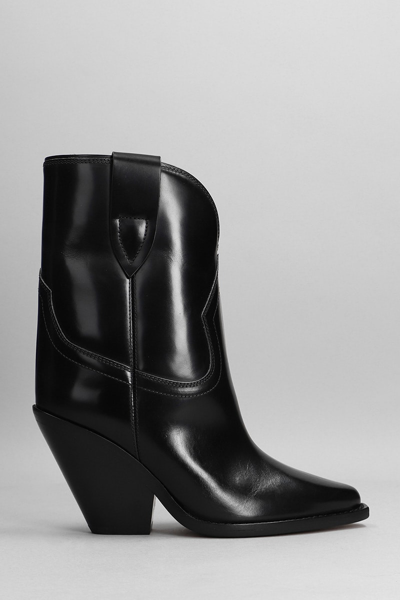 Shop Isabel Marant Leyane Texan Ankle Boots In Black Leather