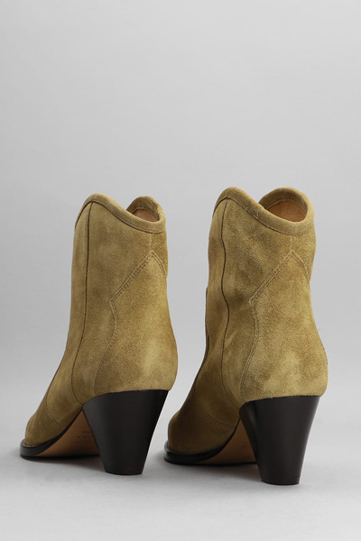 Shop Isabel Marant Darzio Texan Ankle Boots In Taupe Suede