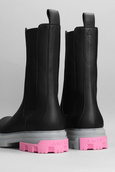 Shop Amiri Combat Boots In Black Leather