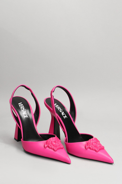 Shop Versace Pumps In Fuxia Leather