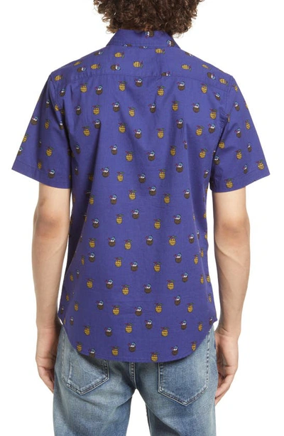 Shop Abound Graphic Short Sleeve Poplin Shirt In Blue Naval Coconut Drink