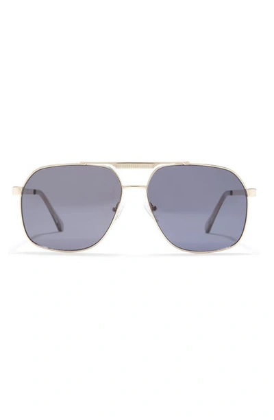 Shop Guess 61mm Navigator Sunglasses In Gold / Smoke