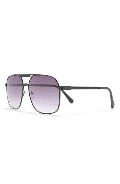 Shop Guess 61mm Navigator Sunglasses In Matte Black / Gradient Smoke