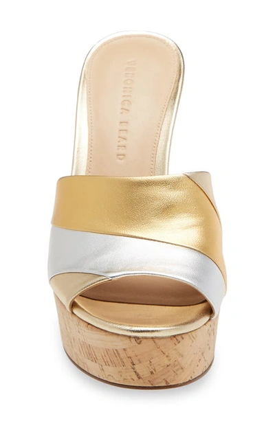 Shop Veronica Beard Dali Patchwork Wedge Sandal In Gold/ Silver/ Bronze
