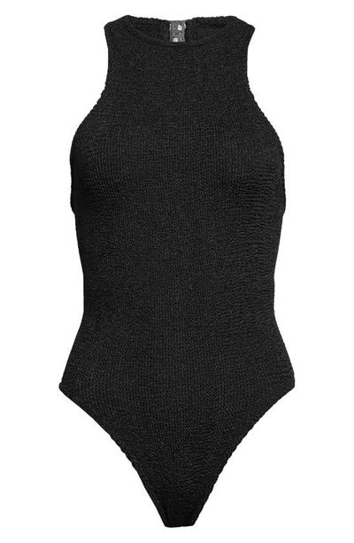 Shop Hunza G Crinkle One-piece Swimsuit In Black