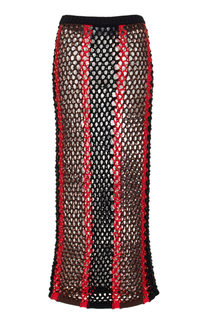 Shop Diotima Spice Crystal Adorned Cotton-blend Knit Skirt In Multi