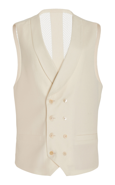 Shop Diotima King Knit Back Double-breasted Vest In Ivory