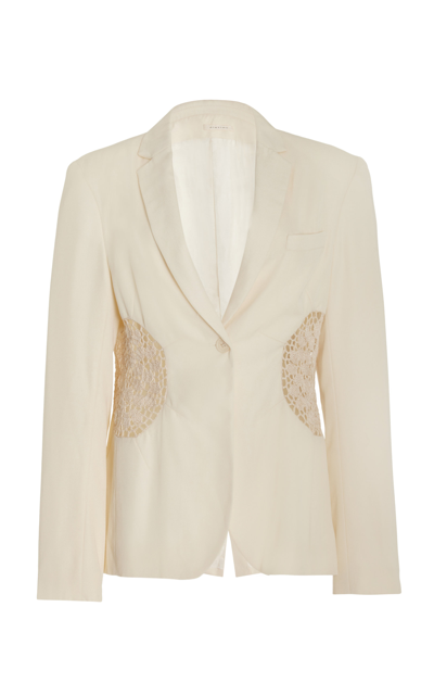 Shop Diotima Tower Crochet-detailed Blazer In Ivory