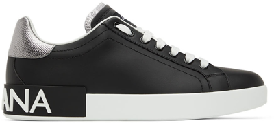 Shop Dolce & Gabbana Black Portofino Sneakers In 8b979 Nero/argento