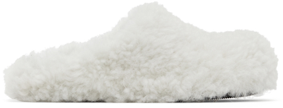 Shop Marni White Shearling Fussbett Sabot Slippers In 00w02 Natural White