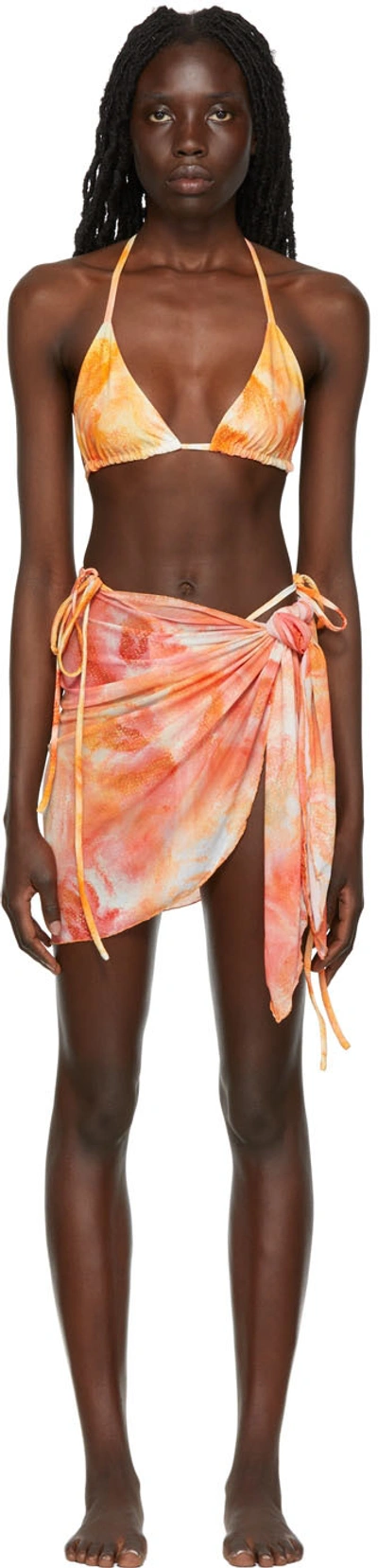 Shop Kim Shui Ssense Exclusive Orange String Bikini In Orange Print